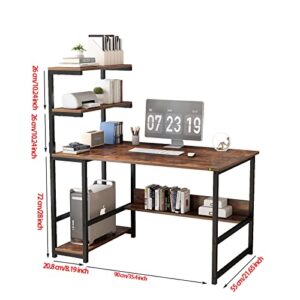 ALISENED Computer Desk with 4-Tier Storage Shelves, 43.3 inch Modern Large Office Desk Computer Table Studying Writing Desk Workstation with Bookshelf and Tower Shelf for Home Office