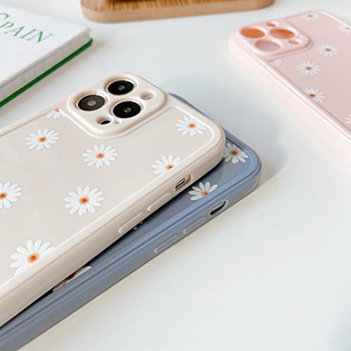 ZTOFERA TPU Back Case for iPhone 14 Pro, Daisy Pattern Glossy Soft Silicone Case, Cute Girls Case Slim Lightweight Protective Bumper Cover for iPhone 14 Pro - Beige
