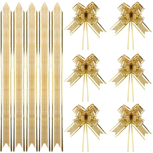 200 Pieces 3.5 Inch Mini Pull Bows Gift Wrapping Butterfly Knot Bows for Gift Wrapping Gift Bows Gold Gift Wrap Bows Decorative Bows for Holiday Wedding Birthday Presents Baskets Decorations