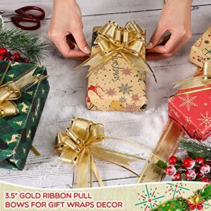 200 Pieces 3.5 Inch Mini Pull Bows Gift Wrapping Butterfly Knot Bows for Gift Wrapping Gift Bows Gold Gift Wrap Bows Decorative Bows for Holiday Wedding Birthday Presents Baskets Decorations