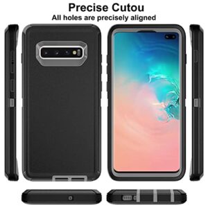 HONG-AMY for Galaxy S10 Plus Case, S10 Plus Case with Self Healing Flexible TPU Screen Protector [2 Pack], 3 in 1 Full Body Shockproof Heavy Duty Case for Samsung Galaxy S10 Plus (Black/Grey)