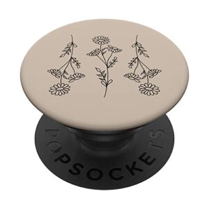 cute wildflower cottagecore aesthetic boho floral beige popsockets swappable popgrip