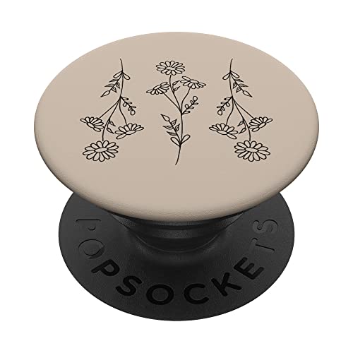 Cute Wildflower Cottagecore Aesthetic Boho Floral Beige PopSockets Swappable PopGrip