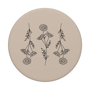 Cute Wildflower Cottagecore Aesthetic Boho Floral Beige PopSockets Swappable PopGrip