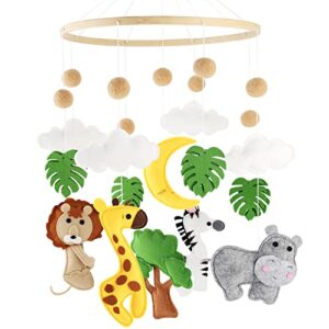 woodland mobile for crib, crib mobile for girls, boys, jungle animals baby mobile for bassinet, pack and play, safari nursery mobiles, gender neutral baby gift