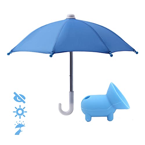 AXLORP Phone Umbrella for Sun - Cell Phone Umbrella Sun Shade Suction Cup Stand, Mobile Phone Holder with Universal Adjustable Anti-Reflective Glare Blocking for Outdoor (Blue)