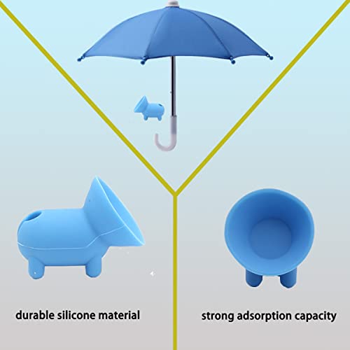 AXLORP Phone Umbrella for Sun - Cell Phone Umbrella Sun Shade Suction Cup Stand, Mobile Phone Holder with Universal Adjustable Anti-Reflective Glare Blocking for Outdoor (Blue)