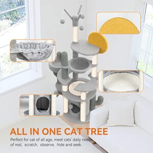 Hawsaiy 72 Inches Cat Tree Tower for Indoor Cat Kitten Furniture Condo with Scratching Sisal Posts, Hammock, Ball Toys and Perch in to The West