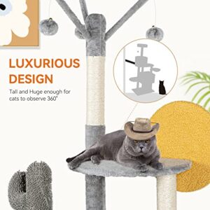 Hawsaiy 72 Inches Cat Tree Tower for Indoor Cat Kitten Furniture Condo with Scratching Sisal Posts, Hammock, Ball Toys and Perch in to The West