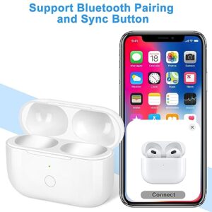 Wireless Charging Case Replacement Compatible with AirPods Pro, AirPods Pro Charger Case with Pairing Sync Button, no AirPods Pro, White