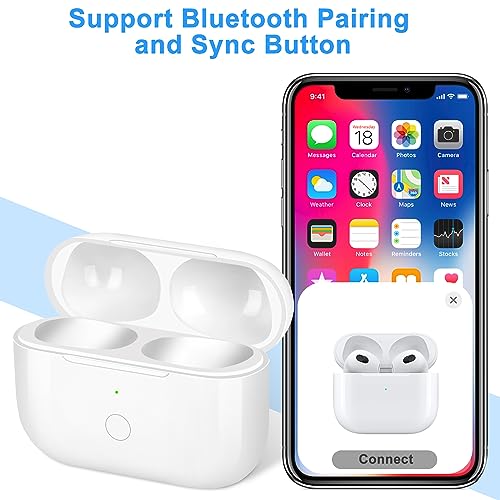 Wireless Charging Case Replacement Compatible with AirPods Pro, AirPods Pro Charger Case with Pairing Sync Button, no AirPods Pro, White