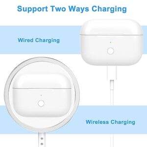 Wireless Charging Case Replacement Compatible with AirPods Pro, AirPods Pro Charger Case with Pairing Sync Button, no AirPods Pro, White