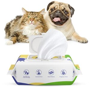 pawaboo dog wipes for paws and butt, unscented hypoallergenic pet wipes for dog cat, soft thick dog grooming wipe for cleaning deodorizing with lids, puppy wipes for face ears body- 1pack/100count