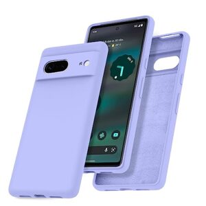 wrj for google pixel 7 case,shockproof liquid silicone cover [upgraded camera protection] slim fit with microfiber lining-elegant purple