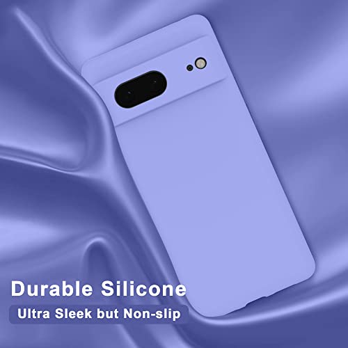 WRJ for Google Pixel 7 Case,Shockproof Liquid Silicone Cover [Upgraded Camera Protection] Slim Fit with Microfiber Lining-Elegant Purple
