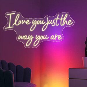 Neon Sign for Wall Decor, Yeeficent Neon Lights for Bedroom Wall, 26 x 13 Inch Dimmable Neon Signs, Custom Light Up Sign for Wedding Party Birthday Gift (Warm White-I Love You Just The Way You Are)