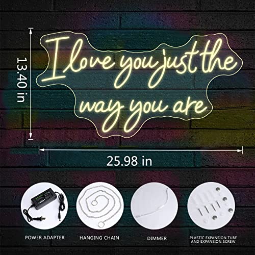 Neon Sign for Wall Decor, Yeeficent Neon Lights for Bedroom Wall, 26 x 13 Inch Dimmable Neon Signs, Custom Light Up Sign for Wedding Party Birthday Gift (Warm White-I Love You Just The Way You Are)