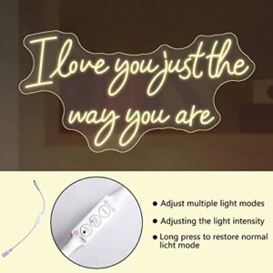 Neon Sign for Wall Decor, Yeeficent Neon Lights for Bedroom Wall, 26 x 13 Inch Dimmable Neon Signs, Custom Light Up Sign for Wedding Party Birthday Gift (Warm White-I Love You Just The Way You Are)