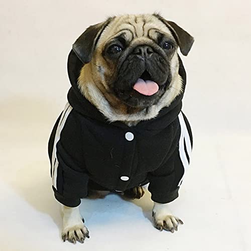 Pet Cat Dog Cute Outfit Clothes Hoodie Jumpsuit Tracksuit Jacket Winter Sweater 4-Legs Style Black for Puppy Small to Medium Dogs Boy and Girl (Small)