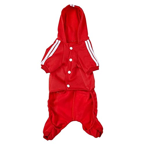 Pet Cat Dog Cute Outfit Clothes Hoodie Jumpsuit Tracksuit Jacket Winter Sweater 4-Legs Style Red for Puppy Small to Medium Dogs Boy and Girl (X-Large)