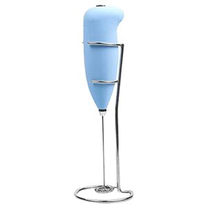 milk frother with stand, handheld egg mixer whisk, milk foamer frother, mini blender for coffee, coffee, frappe, latte, matcha, budget - blue