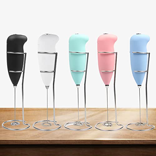 Milk Frother With Stand, Handheld Egg Mixer Whisk, Milk Foamer Frother, Mini Blender for Coffee, Coffee, Frappe, Latte, Matcha, Budget - Blue