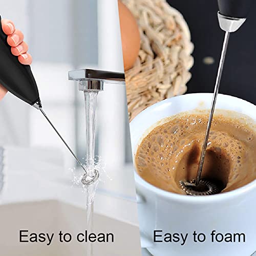 Milk Frother With Stand, Handheld Egg Mixer Whisk, Milk Foamer Frother, Mini Blender for Coffee, Coffee, Frappe, Latte, Matcha, Budget - Blue