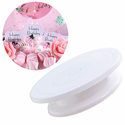 11 Inch Rotating Cake Turntable Stand, Revolving Turn Table Top for Cake Decorating, Rotary Round Cake Stand for Pastries Cookies Cupcakes Decorating Display Tool (White)