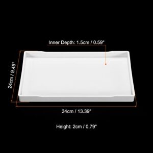 PATIKIL 13x9 Fast Food Tray, Plastic Reusable Recyclable Multi-Purpose Rectangle Serving Tray for Restaurant Home Kitchen, White