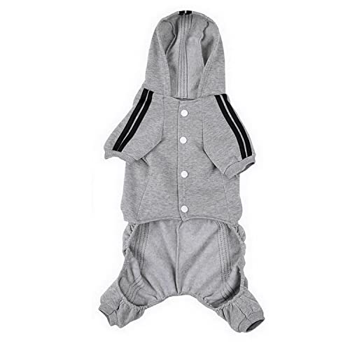 Pet Cat Dog Cute Outfit Clothes Hoodie Jumpsuit Tracksuit Jacket Winter Sweater 4-Legs Style Grey for Puppy Small to Medium Dogs Boy and Girl (X-Large)