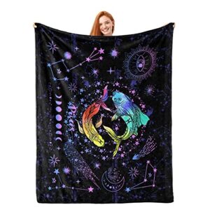 pisces constellation blanket zodiac sign throw blanket astrology flannel throw blanket constellation gifts blanket for women men 60"x50"
