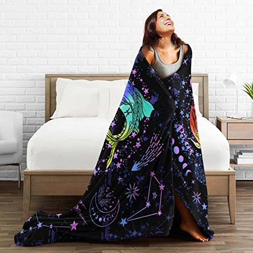 Pisces Constellation Blanket Zodiac Sign Throw Blanket Astrology Flannel Throw Blanket Constellation Gifts Blanket for Women Men 60"X50"