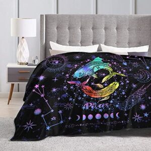 Pisces Constellation Blanket Zodiac Sign Throw Blanket Astrology Flannel Throw Blanket Constellation Gifts Blanket for Women Men 60"X50"