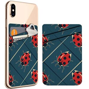 diascia pack of 2 - cellphone stick on leather cardholder ( decorative ladybugs pattern pattern ) id credit card pouch wallet pocket sleeve