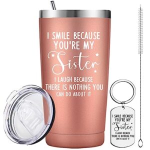 lamiveenla sisters gifts from sister coffee tumbler - funny gifts for sister sister gifts from sisters sister in law gifts sister birthday gifts from sister 20 oz tumbler with keychain