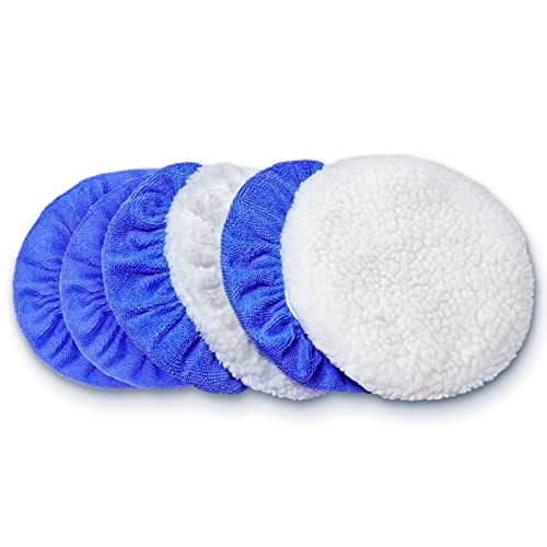 FONAROLL 5 to 6 Inch Car Polisher Pad Bonnet, 15Pcs Car Polishing Bonnet Buffing Pads, 10*Microfiber+5*Woollen