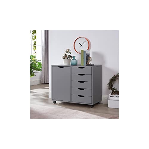 Naomi Home Drawer Storage Cabinet Gray/5 Drawer with Shelf