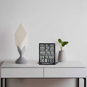 Maoerzai Inspirational Art Decor for Office, Motivational Quotes Wooden Box Sign Desk Decor Plaque with Saying Quotes for Home Office. (Black - Inspirational, 6 X 8 inch)