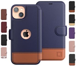 lupa legacy iphone 14 wallet case for women and men, case with card holder [slim & protective] for apple 14 (6.1”), vegan leather i-phone cover, cute phone case, blue & brown, desert sky