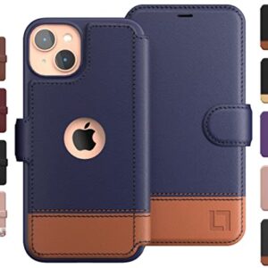 LUPA Legacy iPhone 14 Wallet Case for Women and Men, Case with Card Holder [Slim & Protective] for Apple 14 (6.1”), Vegan Leather i-Phone Cover, Cute Phone Case, Blue & Brown, Desert Sky