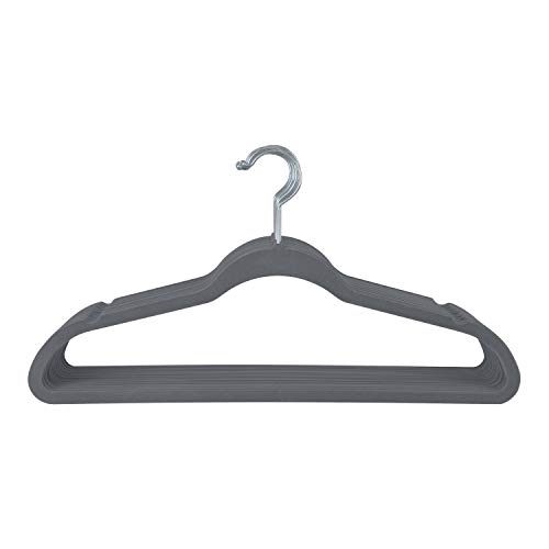 Simplify Slim Velvet Clothes Hangers | 100 Pack | Non-Slip | Shirts | Suit | Pants | Dresses | Garments | Closet Storage & Organization | Durable | Grey