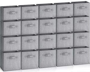 hillban 20 pcs storage cubes 11 inch cube storage bins collapsible fabric storage cubes with dual handles foldable cube baskets cloth storage box closet organizers box for home office shelf (grey)