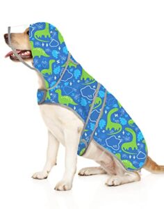 hde dog raincoat with clear hood poncho rain jacket for small medium large dogs dinosaurs - l