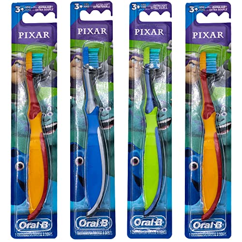 Oral-B Kids Pixar Toothbrush, Children 3+, Extra Soft (Characters Vary) - Pack of 4