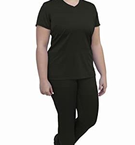 ANGIE UNIFORMS YOGAFLEX Tuck-in Top and Yoga Jogger Scrub Pants. Soft & Stretchy Tuck-in Set. (OLD BLACK, M)