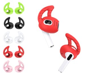 zotech 5 pair anti slip eartips ear hooks cover compatible with airpods 3rd generation [not fit in case] (black, white, green, pink and red, medium size)