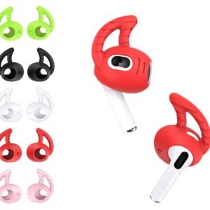 Zotech 5 Pair Anti Slip Eartips Ear Hooks Cover Compatible with AirPods 3rd Generation [NOT Fit in Case] (Black, White, Green, Pink and Red, Medium Size)