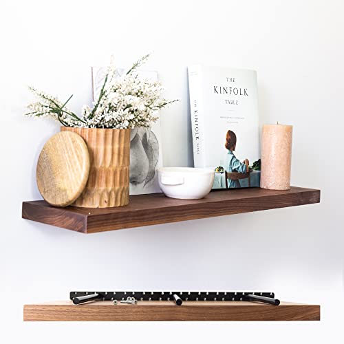 UltraShelf Solid Wood Floating Shelf for Wall Decor, Walnut, 42'' Long x 8'' Deep