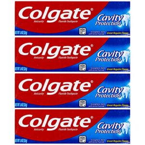 colgate cavity protection toothpaste, creat regular flavor, travel size 1 oz (28g) - pack of 4