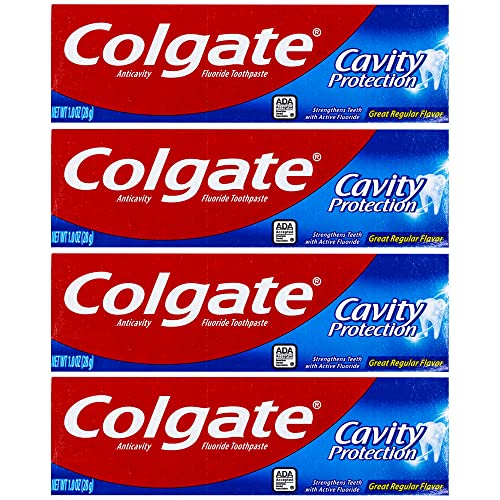 Colgate Cavity Protection Toothpaste, Creat Regular Flavor, Travel Size 1 oz (28g) - Pack of 4